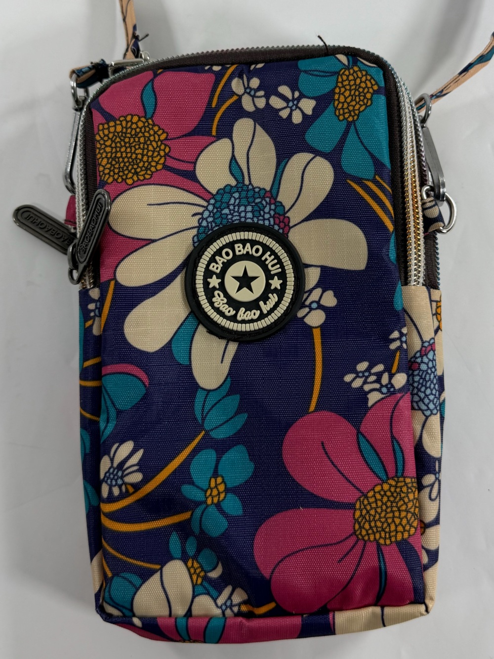 Bao Bao Hui Floral Mini Crossbody Phone Bag Y2K Multi Zip Organizer
